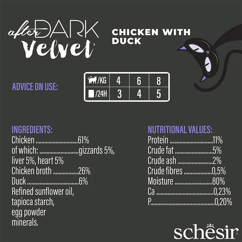 Schesir After Dark Velvet Mousse Chicken With Duck Wet Food For Adult Cat - 80 gm