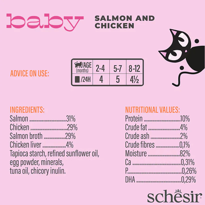 Schesir Baby Mousse Salmon & Chicken Wet Food For Kitten - 70 gm